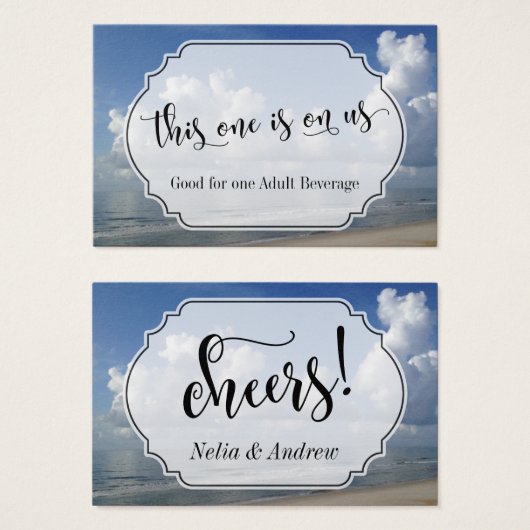 Tickets van de Drink van het Beach-Thleed Wedding Visitekaartje (Voorkant /achterkant)