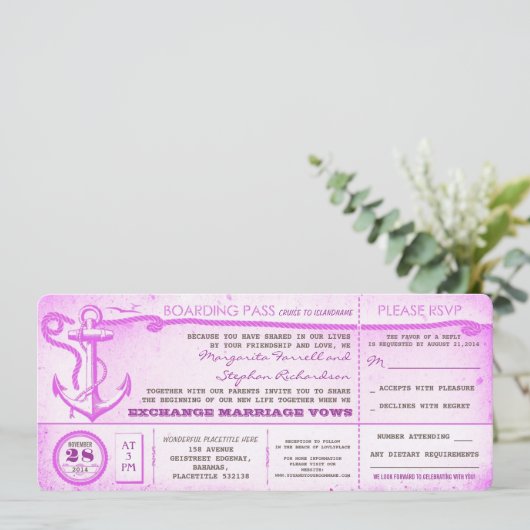  tickets voor bruiloft met RSVP Kaart (Staand voorkant)