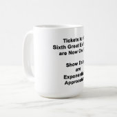 Tickets Voor De Zesde Grote Uitsterving KOFFIE MOK (Voorkant links)