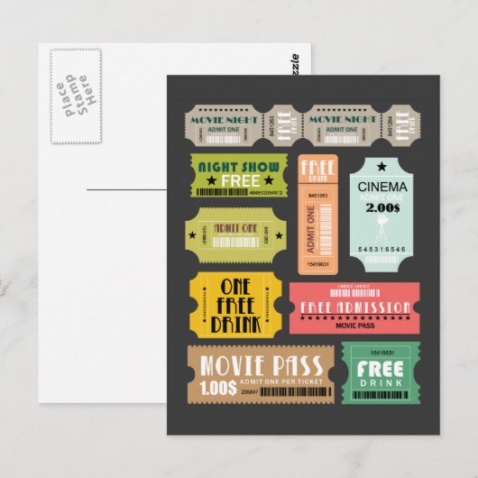 Tickets voor filmtoelating briefkaart (Voorkant / Achterkant)