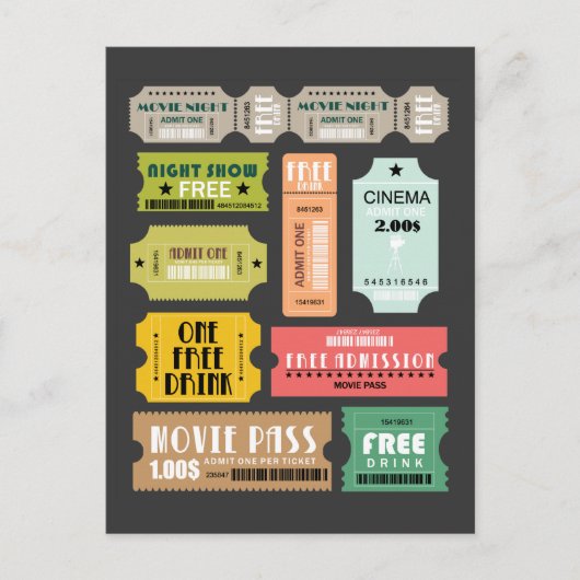 Tickets voor filmtoelating briefkaart (Voorkant)