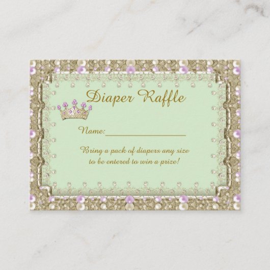 Tickets voor Little Princess Diaper Raffle, Mint Informatiekaartje (Voorkant)
