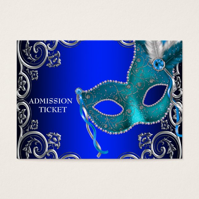Tickets voor toelating van Royal Blue Masquerade P Visitekaartjes (Voorkant)