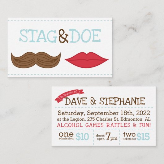 Tickets voor trappen en Doe - Lips en Mustache (Voorkant / Achterkant)