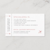 Ticketstijl voor reisagent-bestemmingsplannen visitekaartje (Achterkant)