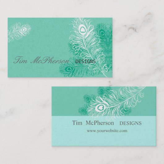 Tickle me!  Zee Green Mint Peacock Festive Visitekaartje (Voorkant / Achterkant)