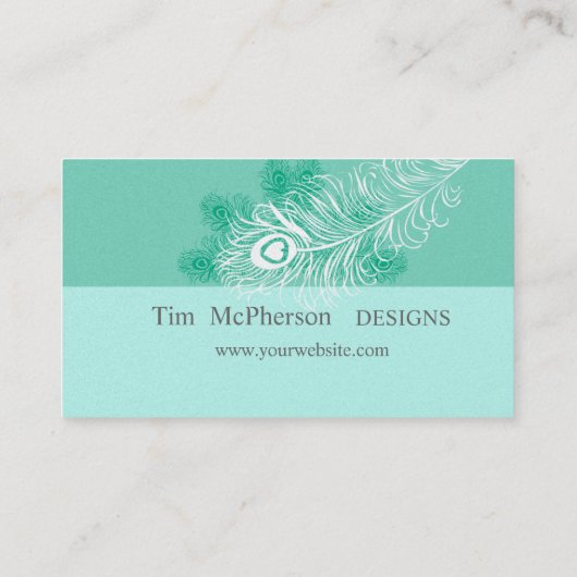 Tickle me!  Zee Green Mint Peacock Festive Visitekaartje (Achterkant)