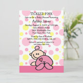TICKLED PINK Baby Girl Shower Invitations Kaart (Staand voorkant)