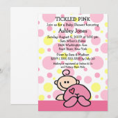 TICKLED PINK Baby Girl Shower Invitations Kaart (Voorkant / Achterkant)
