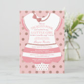 Tickled Pink Baby shower Invitation, Faux Glitter Kaart (Staand voorkant)