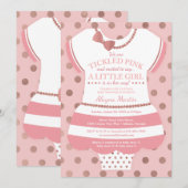 Tickled Pink Baby shower Invitation, Faux Glitter Kaart (Voorkant / Achterkant)