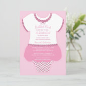 Tickled Pink Baby shower Invitation, Faux Glitter Kaart (Staand voorkant)