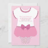 Tickled Pink Baby shower Invitation, Faux Glitter Kaart (Achterkant)