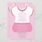 Tickled Pink Baby shower Invitation, Faux Glitter Kaart (Voorkant / Achterkant)