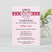 TICKLED PINK Bib Baby Girl Shower Invitations Kaart (Staand voorkant)