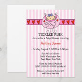 TICKLED PINK Bib Baby Girl Shower Invitations Kaart (Voorkant / Achterkant)