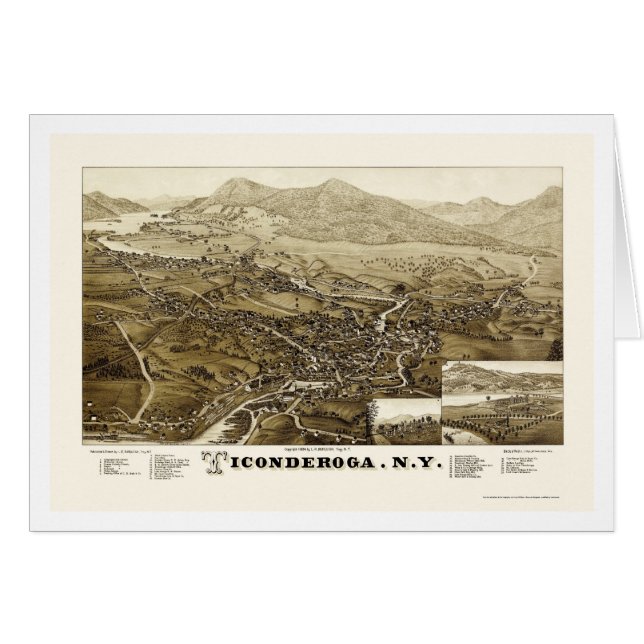 Ticonderoga, NY Panoramic Map - 1884 (Voorkant Horizontaal)