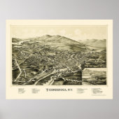 Ticonderoga, NY Panoramic Map - 1891 Poster (Voorkant)