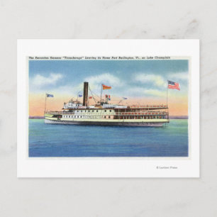 Ticonderoga Steamer die Port Burlington verlaat, Briefkaart