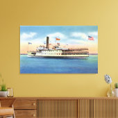 Ticonderoga Steamer die Port Burlington verlaat, Canvas Afdruk (Insitu (Woonkamer))