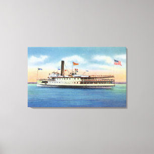 Ticonderoga Steamer die Port Burlington verlaat, Canvas Afdruk