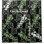 TicTacToe GeckoLand groen&wit Douchegordijn (Voorkant)