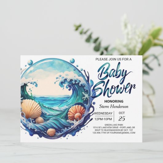Tidal Beach Baby shower Kaart (Staand voorkant)