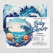 Tidal Beach Baby shower Kaart (Voorkant / Achterkant)