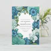 Tidal Blue, Seafoam Drift & Cloud Mint Trouwkaart Kaart (Staand voorkant)