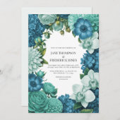 Tidal Blue, Seafoam Drift & Cloud Mint Wedding Kaart (Voorkant / Achterkant)