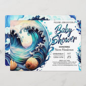 Tidal Blue Water Baby shower Kaart (Voorkant / Achterkant)