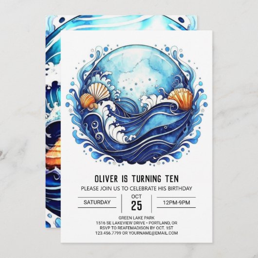 Tidal Coastal Kids Verjaardag Kaart (Voorkant / Achterkant)