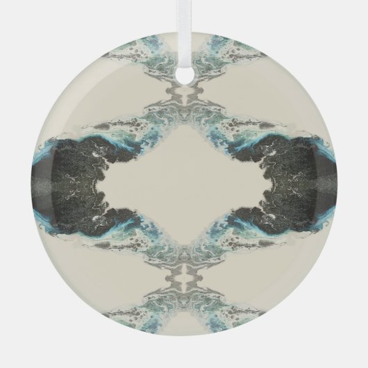 Tidal Echoes — Abstract Fluid Ink Pattern Glas Ornament (Voorkant)