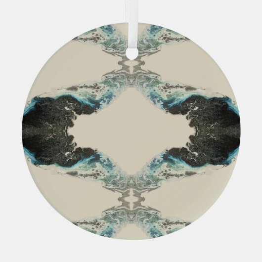 Tidal Echoes — Abstract Fluid Ink Pattern Glas Ornament (Achterkant)