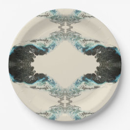 Tidal Echoes — Abstract Fluid Ink Pattern Papieren Bordje