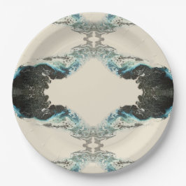 Tidal Echoes — Abstract Vloeibaar Inktpatroon Papieren Bordje