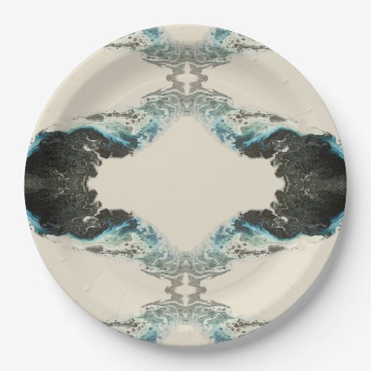 Tidal Echoes — Abstract Vloeibaar Inktpatroon Papieren Bordje (Voorkant)