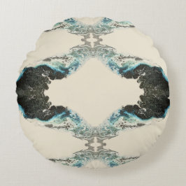 Tidal Echoes — Abstract Vloeibaar Inktpatroon Rond Kussen