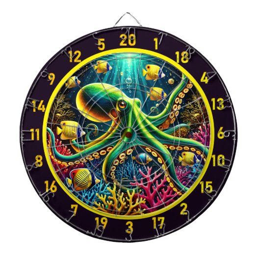 Tidal Embrace Octopus Dartboard Dartbord (Voorkant)