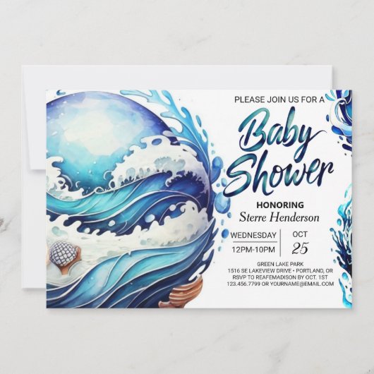 Tidal Oceanic Waves-Baby shower Kaart (Voorkant)
