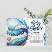Tidal Oceanic Waves-Baby shower Kaart (Staand voorkant)