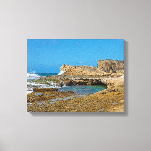 Tidal Pools en Rock Ledges van Punta Las Tunas Canvas Afdruk (Voorkant)
