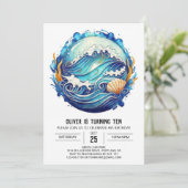 Tidal Waterverf Waves Kinderen Verjaardag Kaart (Staand voorkant)