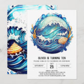 Tidal Waterverf Waves Kinderen Verjaardag Kaart (Voorkant / Achterkant)