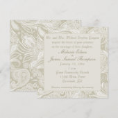 Tidal Wave Sand White Paisley Wedding Kaart (Voorkant / Achterkant)