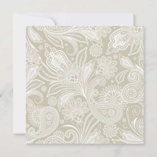 Tidal Wave Sand White Paisley Wedding Kaart (Achterkant)