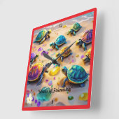"Tidal Wave Turtles" Vierkante Klok (Hoek)