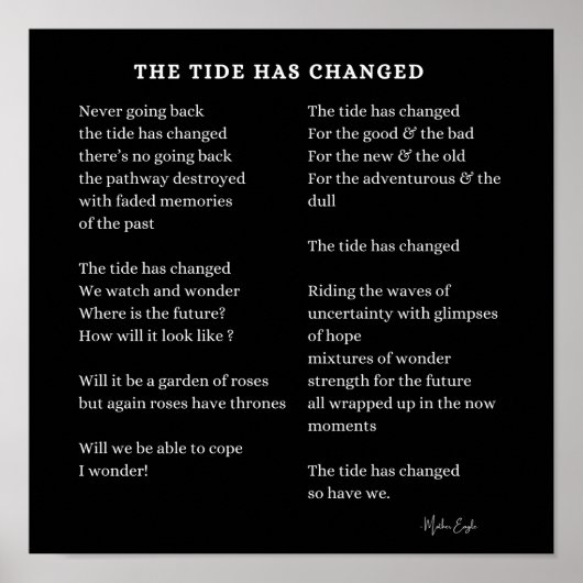 Tide heeft een nieuw begin vers begin gedicht vera poster (Voorkant)