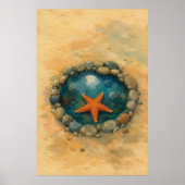 Tide Pool Zeester Watercolour Kustkunst Poster (Voorkant)