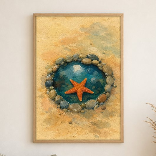 Tide Pool Zeester Watercolour Kustkunst Poster